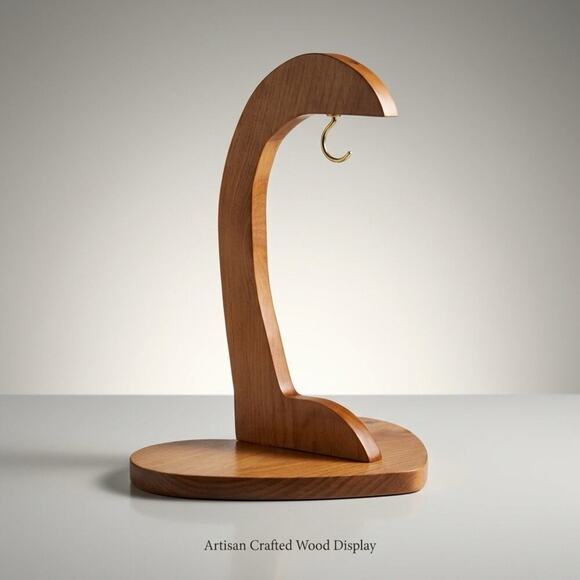 Unbranded Other - Oak Wood Heart Shaped Decor Base Banana Tree Holder with Hook 15”tall 11” base